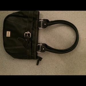 Black leather shoulder or wrist bag